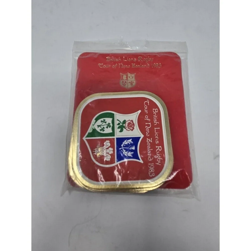 VINTAGE CARDBOARD COASTERS BRITISH LIONS RUGBY TOUR OF NEW ZEALAND 1983 SET OF 6